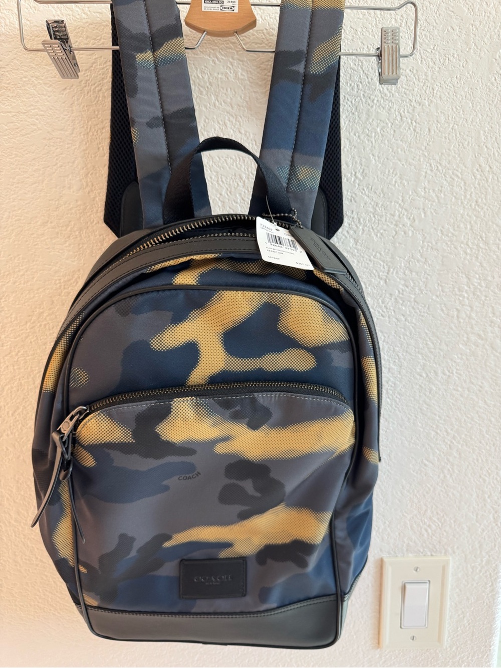 Coach F37607 Slim Backpack Halftone Camo Grey Multi NWT